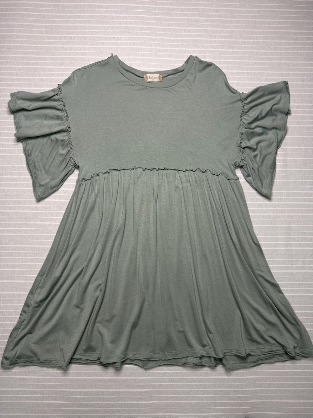 Altar’d State Sage Green Ruffle Flutter Sleeve Babydoll Dress XS